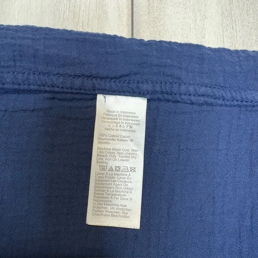 J. Crew Navy Blue 100% Cotton Double Gauze Button Down Shirt Large - Picture 5 of 7